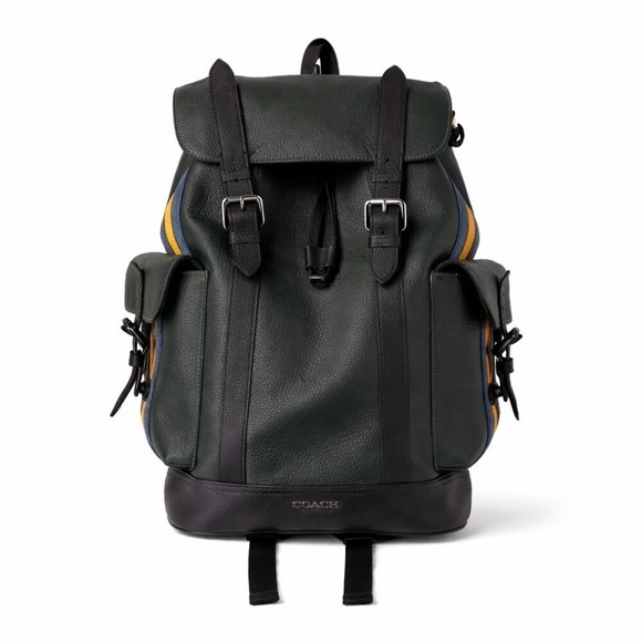 Coach CB903 Hudson Backpack With Varsity Stripe in Amazon Green/Denim Multi - Picture 3 of 7